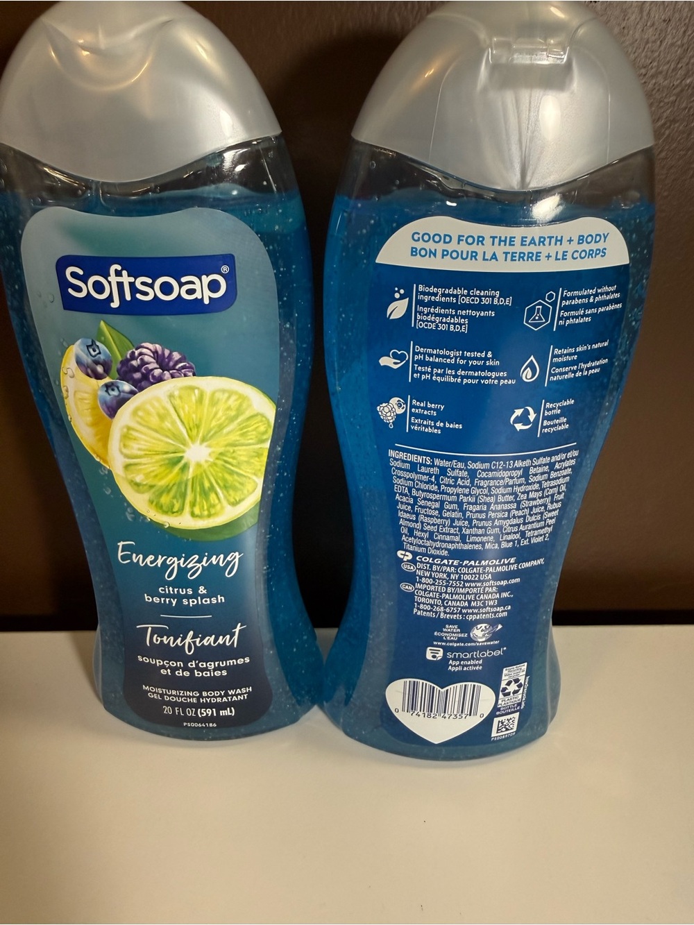 2 PACK Softsoap Energizing Citrus & Berry Splash Moisturizing Body Wash 20oz NEW - Picture 2 of 2